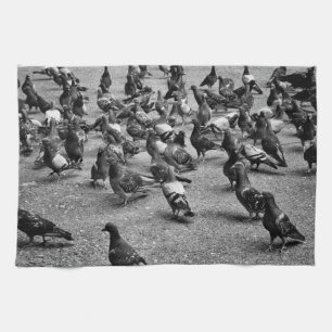Paño De Cocina Fotografía en blanco y negro de muchas palomas