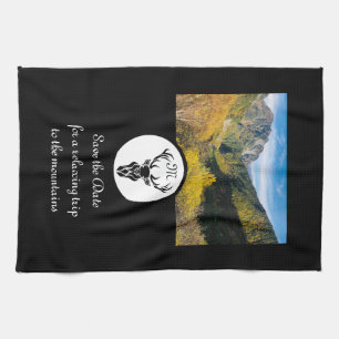 Paño De Cocina Fotografía en monograma de silueta de estadio neg