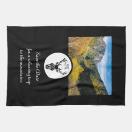 Paño De Cocina Fotografía en monograma de silueta de estadio negr