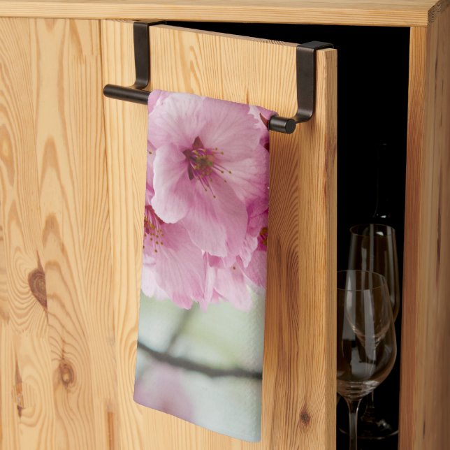 Paño De Cocina Fotografía floral, flor de cerezo rosa (Pliegue de tercios)