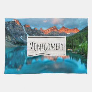 Paño De Cocina Fotografía paisajística de Montaña y Lago Escénico