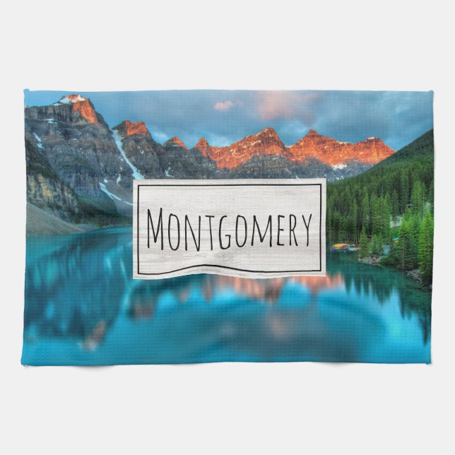 Paño De Cocina Fotografía paisajística de Montaña y Lago Escénico (Horizontal)