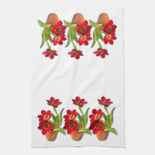 Paño De Cocina Fotografía roja madura Potted de los tulipanes