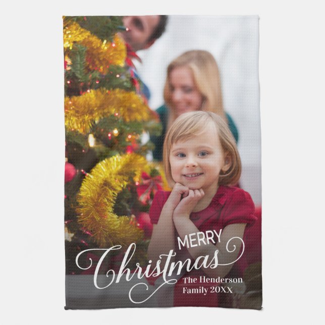 Paño De Cocina Fotos de Personalizado simple de Feliz Navidad (Vertical)