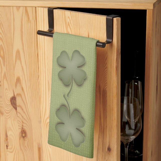 Paño De Cocina Four Leaf Clover Irish Green Design (Pliegue de tercios)