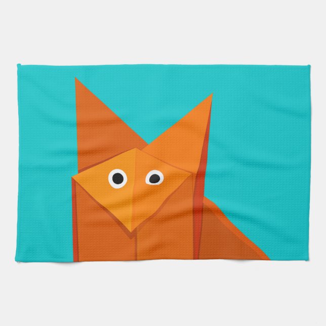 Paño De Cocina Fox lindo brillante de Origami (Horizontal)