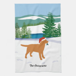 Paño De Cocina Fox Red Labrador Navidades Evergreen Santa Hat