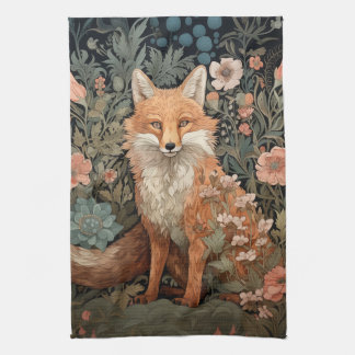 Paño De Cocina Fox roja en el jardín de otoño estilo William Morr