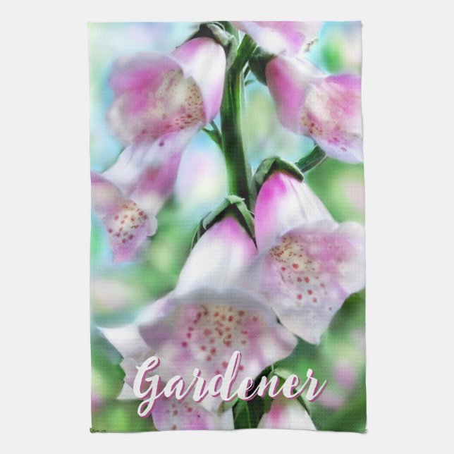 Paño De Cocina Foxglove Flowers Floral Pink Garden Personalized (Vertical)