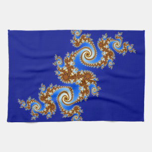 Paño De Cocina Fractal Brown azul de Swirly