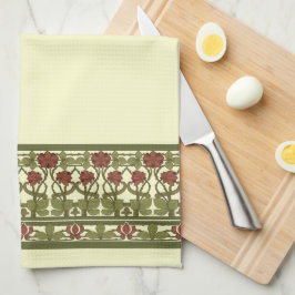 Paño De Cocina Fragmento de borde floral de vintage en monograma 