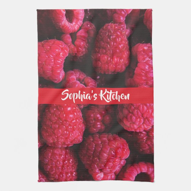 Paño De Cocina Frambuesas, frambuesas, franja roja, nombre de usu (Vertical)