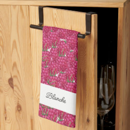 Paño De Cocina Frambuesas Monograma Pintado a Mano Acuarela