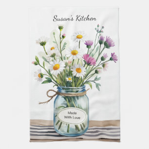 Paño De Cocina Frasco de Mason con Flores Silvestres