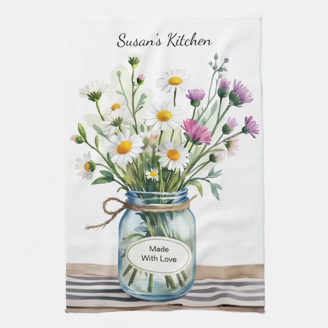 Paño De Cocina Frasco de Mason con Flores Silvestres (Vertical)