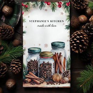 Paño De Cocina Frascos de Especias Navideñas Personalizados