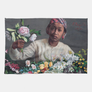 Paño De Cocina Frederic Bazille - Joven mujer con peonías