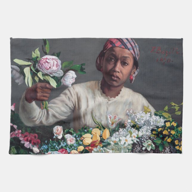 Paño De Cocina Frederic Bazille - Joven mujer con peonías (Horizontal)