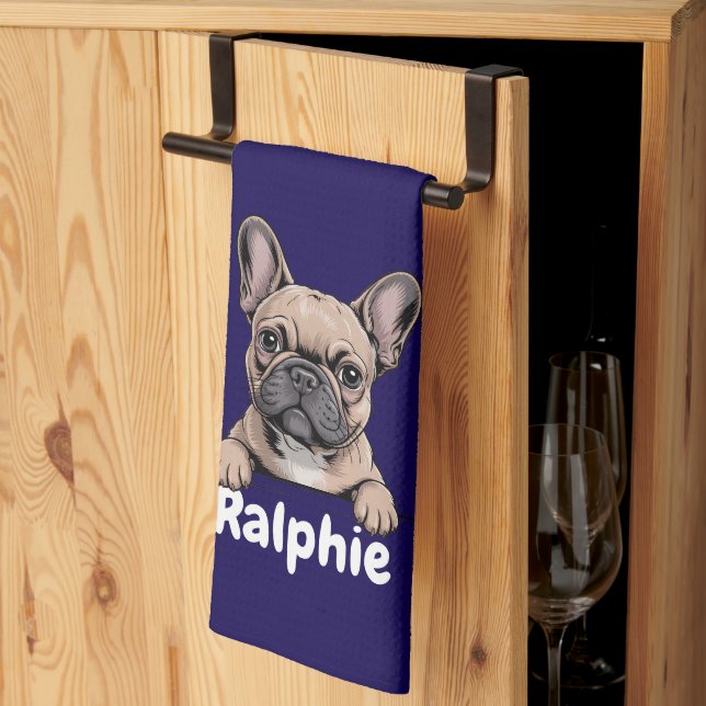 Paño De Cocina French Bulldog Personalized Dog Name Pet Owner (Pliegue de tercios)