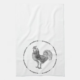 Paño De Cocina French Country Rooster Black and White