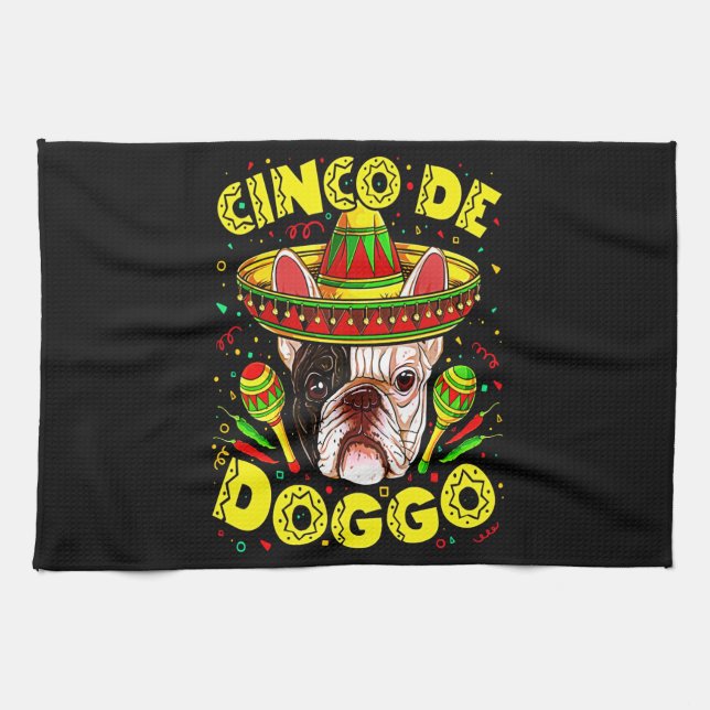 Paño De Cocina Frenchie Gift | Cinco Doggo. (Horizontal)