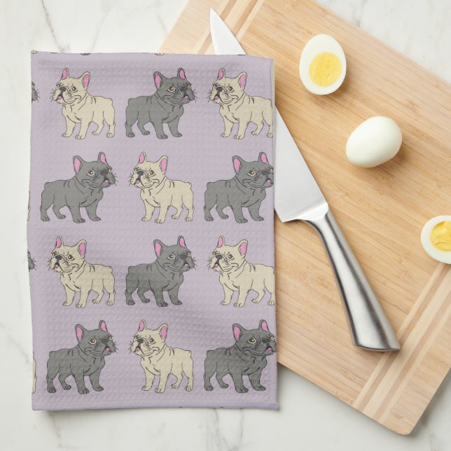 Paño De Cocina Frenchies, Morado (Doblado Cuarto)