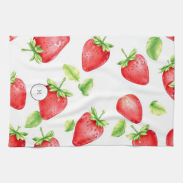 Paño De Cocina Fresas acuáticas monogramadas de verano moderno