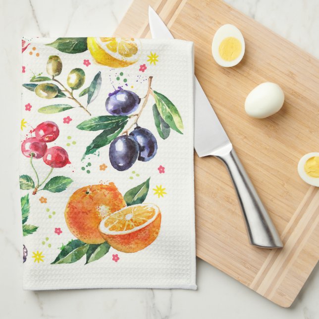 Paño De Cocina Fresas acuáticas y frutas (Doblado Cuarto)