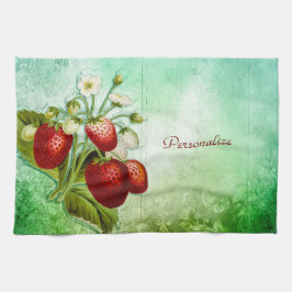 Paño De Cocina Fresas Antiguas Desgastadas Parche de Fresa