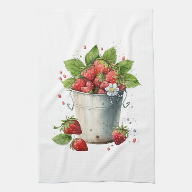 Paño De Cocina Fresas en un cubo (Vertical)