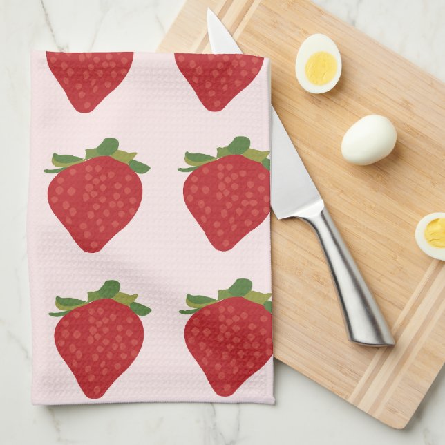 Paño De Cocina Fresas Fruta Rojas Fresas (Doblado Cuarto)