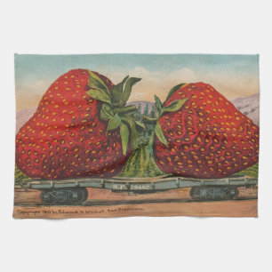 Paño De Cocina Fresas Gigante Antiguo Fruta Diversión