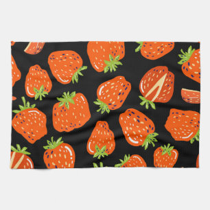 Paño De Cocina Fresas negras: Textura vintage sin foco