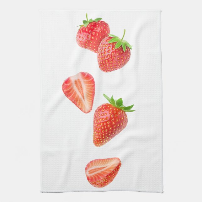 Paño De Cocina Fresas que caen (Vertical)