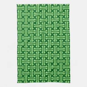 Paño De Cocina Fret chino Art Deco, verde jade