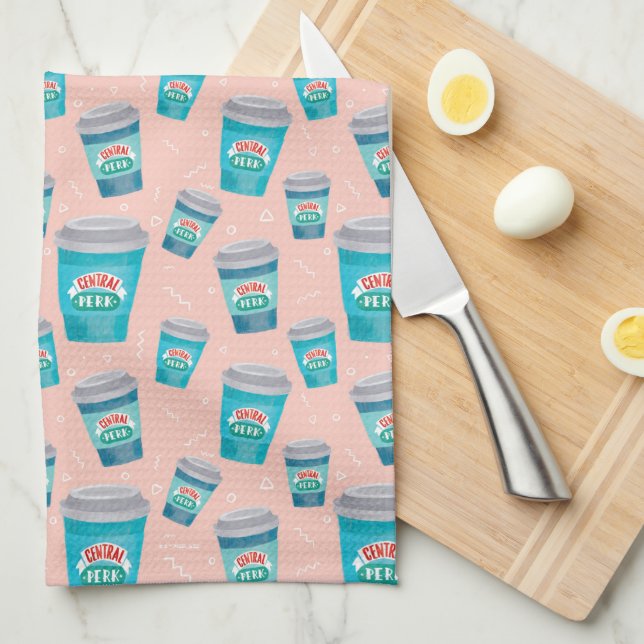 Paño De Cocina FRIENDS™ | Central Perk Coffee Cup Pattern (Doblado Cuarto)