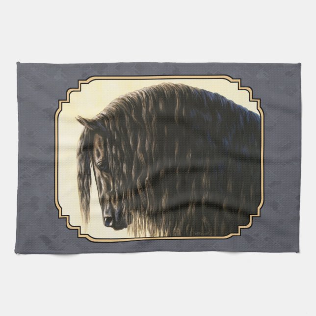 Paño De Cocina Friesian Horse Dark Slate Gray (Horizontal)