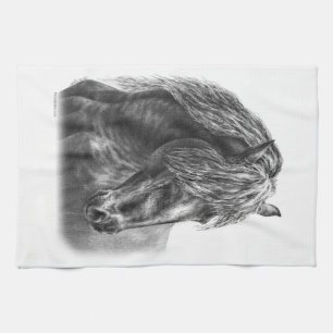 Paño De Cocina Friesian Horse Portrait Wavy Mane