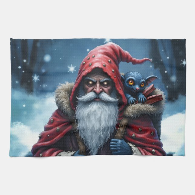 Paño De Cocina Frostbite Santa & His Mischief Elf. (Horizontal)