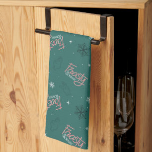 Paño De Cocina Frosty el patrón de copos de nieve verde