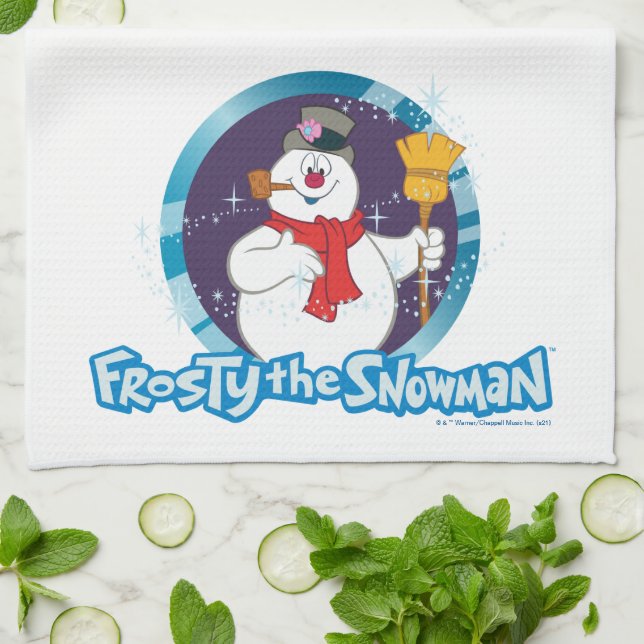 Paño De Cocina Frosty the Snowman™ | Retrato escarchado mágico (Doblado)