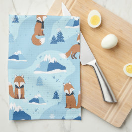 Paño De Cocina Frosty Winter Foxes