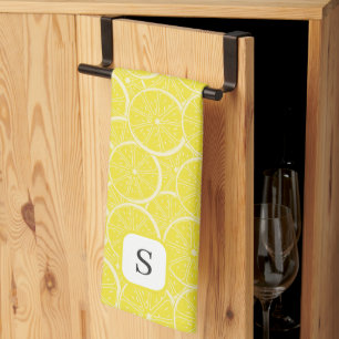Paño De Cocina Fruta de cítricos limón cúbico monogramada inicial