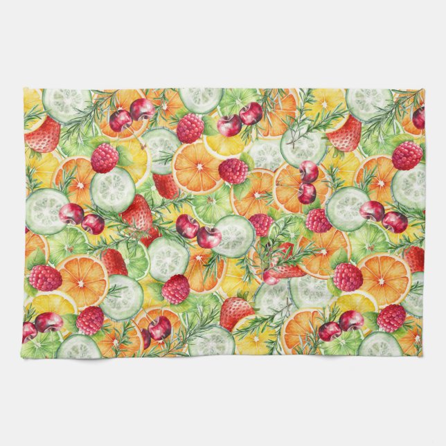 Paño De Cocina Fruta de verano acuarela (Horizontal)