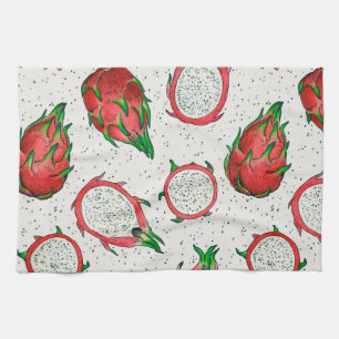 Paño De Cocina Fruta del dragón rojo en blanco roto