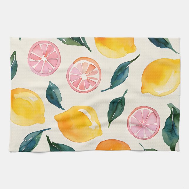 Paño De Cocina Fruta Lemon Leaf Farmhouse Decoración Cocina Toall (Horizontal)