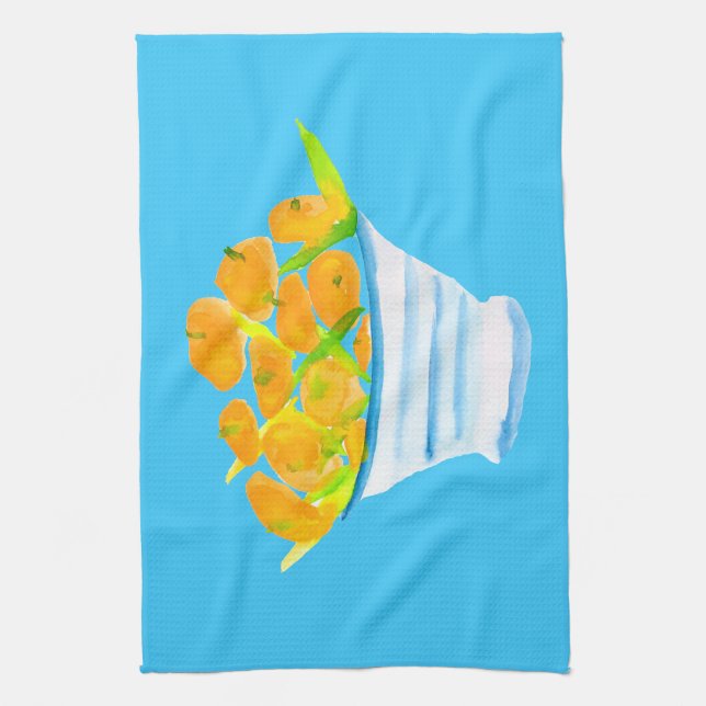 Paño De Cocina fruta naranja acuarela (Vertical)