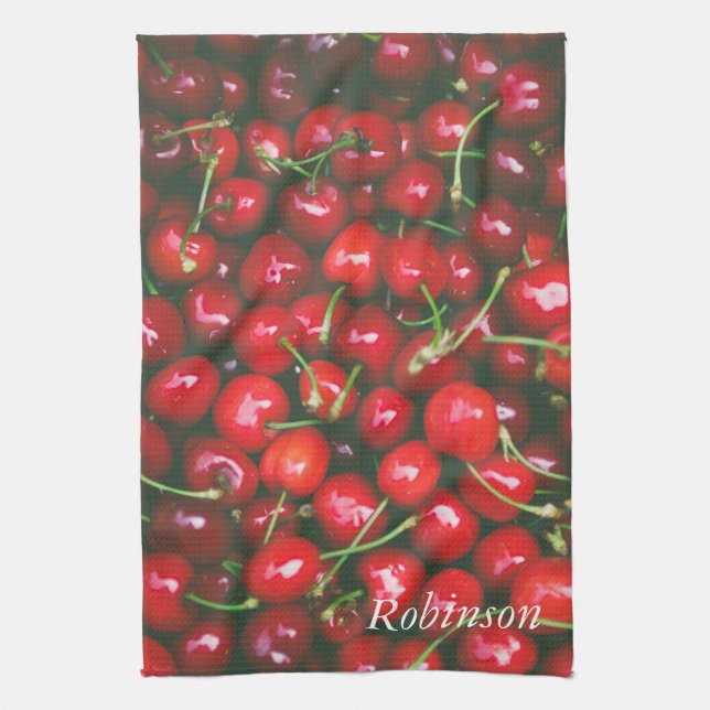 Paño De Cocina Fruta roja de cerezo personalizada (Vertical)