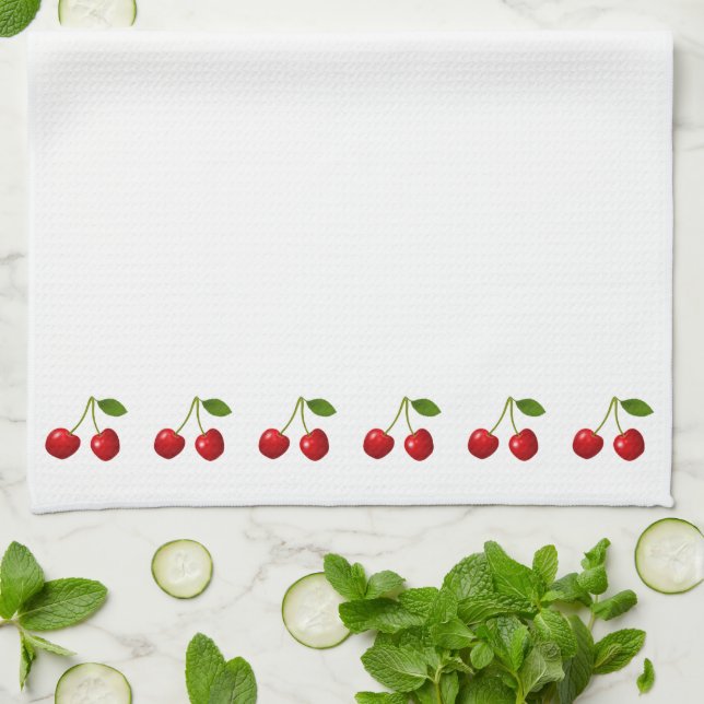 Paño De Cocina Frutas de cereza hermosas sobre blanco (Doblado)