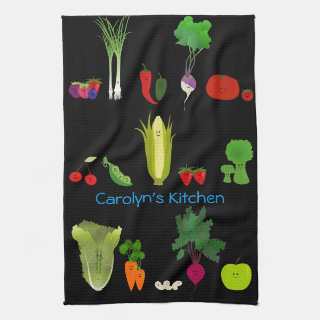 Paño De Cocina Frutas lindas y Veggies personalizados (Vertical)